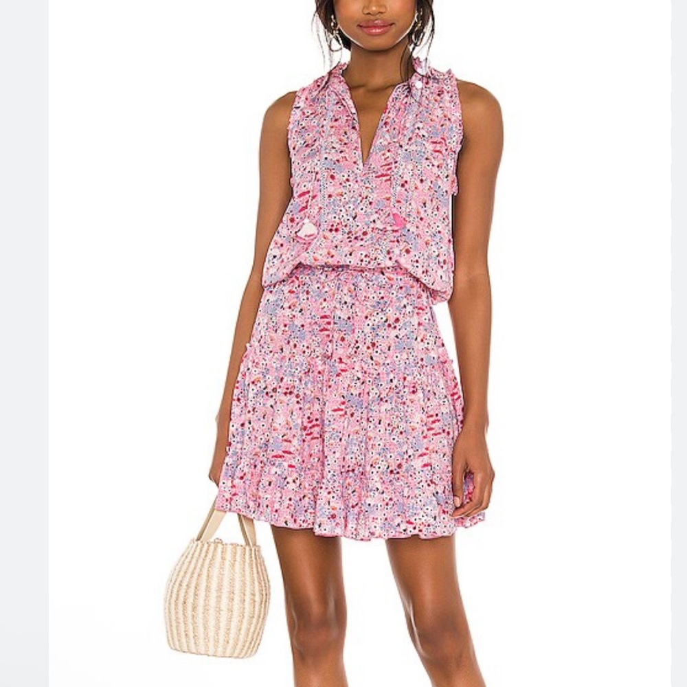 Poupette St. Barth Clara Pink Malva Floral Mini Dress S